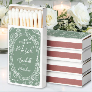 Perfect Match Vintage Drawn Green Wedding Favor