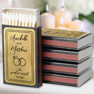 Perfect Match Vintage Gold Wedding Matchbox Favor