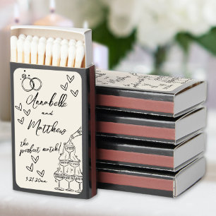 Perfect Match Vintage Hand Drawn Wedding Matchbox
