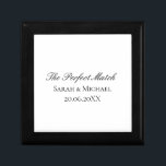 Perfect Match Wedding Matchbox–PersonalizedEdition Gift Box<br><div class="desc">The Perfect Match Wedding Matchbox – Premium Personalized Edition combines a romantic wedding aesthetic with the symbolic inscription “Perfect Match”, paired with the elegant names of the newlyweds and an optional wedding date. Designed as a refined keepsake, this premium matchbox blends emotional storytelling with minimalist elegance, making it a meaningful...</div>