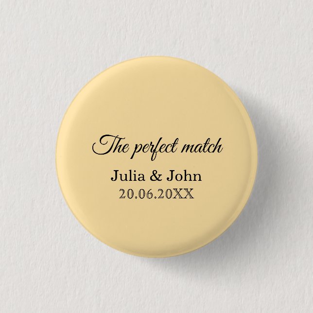 Perfect Match Wedding Matchbox – Premium Edition Button (Front)