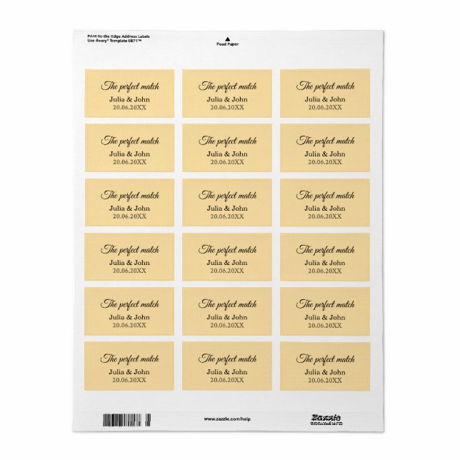 Perfect Match Wedding Matchbox – Premium Edition Label (Full Sheet)