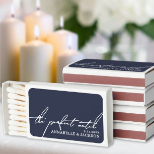 Perfect Match Wedding Navy Blue Matchboxes