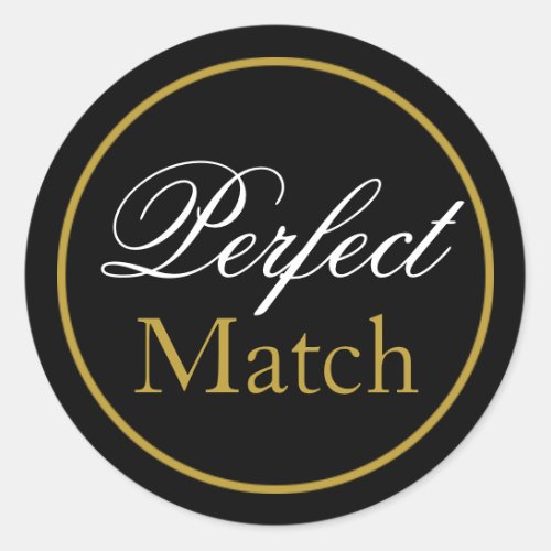Perfect Match Wedding Sticker _ Black Gold