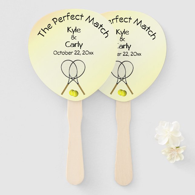 Perfect Match Wedding Yellow Hand Fan (Front and Back)