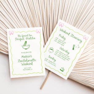 Perfect Matcha Hand Drawn Bachelorette Weekend Invitation