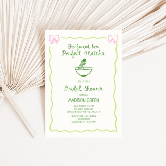 Perfect Matcha Hand Drawn Bridal Shower Invitation (Creator Uploaded)