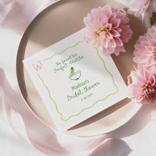 Perfect Matcha Hand Drawn Bridal Shower Welcome Napkins
