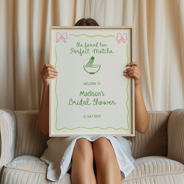 Perfect Matcha Hand Drawn Bridal Shower Welcome Poster (Creator Uploaded)