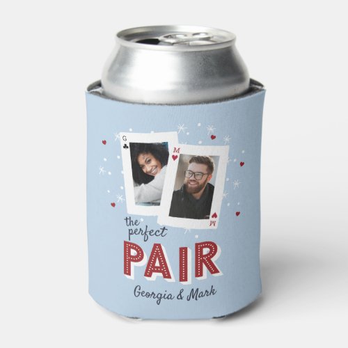 Perfect Pair Casino Theme Couples Photo Can Cooler
