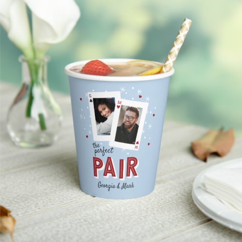 Perfect Pair Casino Theme Couples Photo Paper Cups