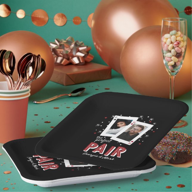 Perfect Pair Casino Theme Couples Photo Paper Plates (Multi)