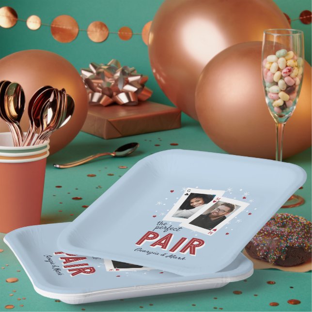Perfect Pair Casino Theme Couples Photo Paper Plates (Multi)