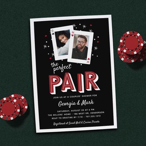 Perfect Pair Casino Theme Couples Shower Invitation