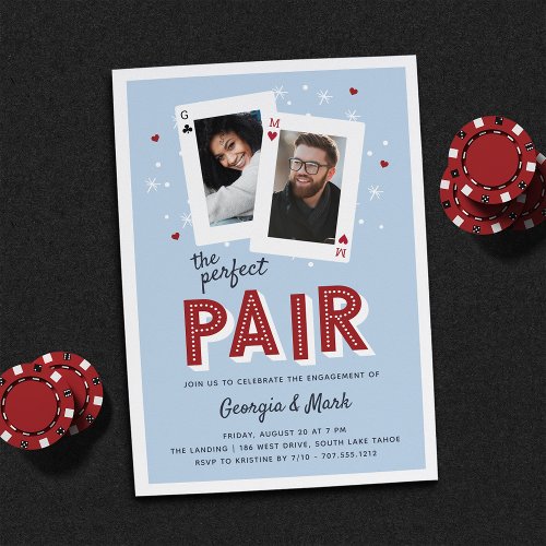 Perfect Pair Casino Theme Engagement Party Invitation