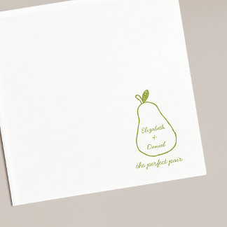 Perfect Pair - Chic Pear Illustration Cute Wedding Napkins