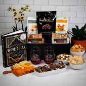 Perfect Pair Gift Basket With Wine Glasses (Front)