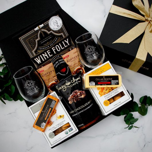 Perfect Pair Gift Basket With Wine Glasses (Front Left)