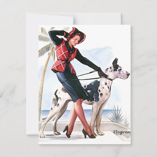 Perfect Pair Great Dane Elvgren Holiday Card (Front)