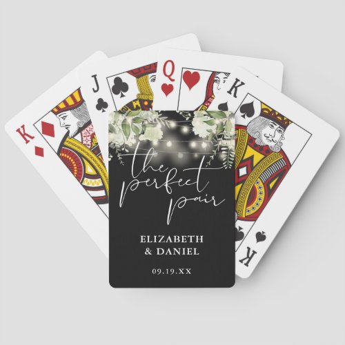 Perfect Pair Greenery String Lights Wedding Poker Cards
