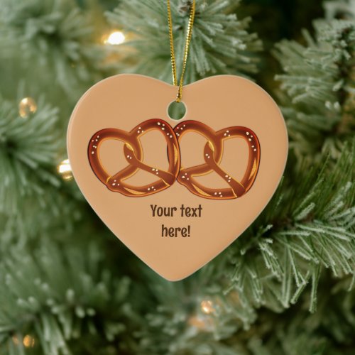 Perfect Pair of Pretzels form Knot _ Your Text on Ceramic Ornament