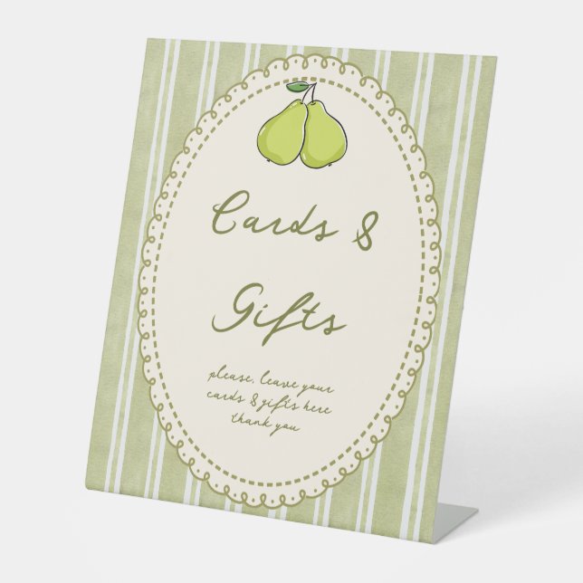 Perfect pair pear bridal shower gift table sign (Front)