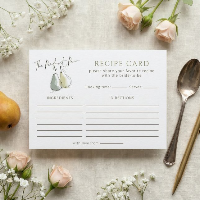 Perfect Pair Pear Bridal Shower Recipe Card (Creator Uploaded)