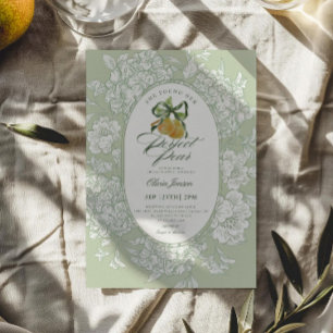 Perfect Pair Pear Floral Sage Green Bridal Shower Invitation
