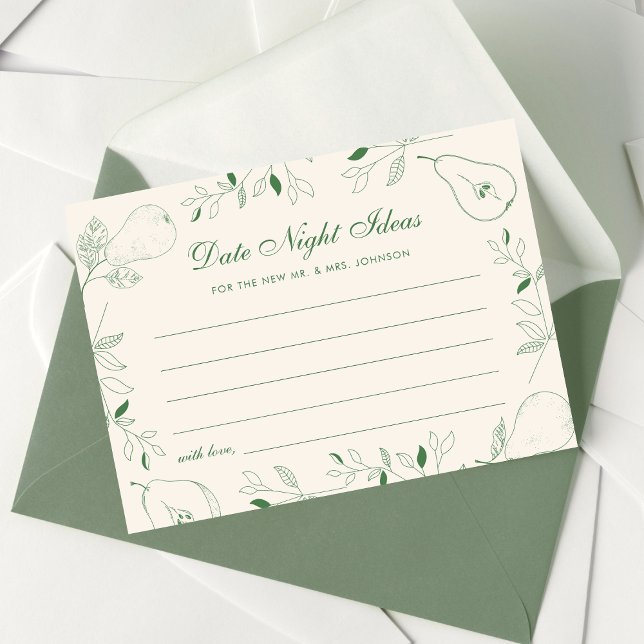 Perfect Pair Pear Theme Date Night Ideas Enclosure Card (Creator Uploaded)