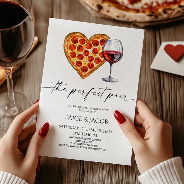 Perfect Pair Pizza Wine Wedding Rehearsal Dinner Invitation (Creator Uploaded)