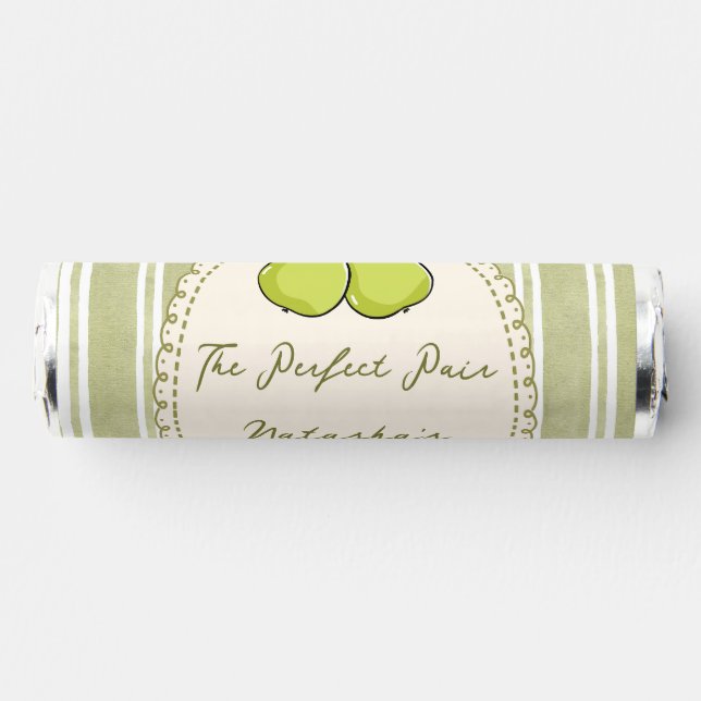 Perfect pair sage green pear bridal shower favors (Front)