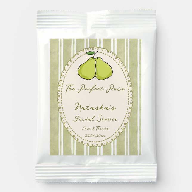Perfect pair sage green pear bridal shower favors margarita drink mix (Front)