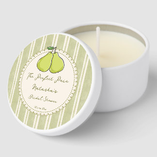Perfect pair sage green pear bridal shower favors mini candle favors