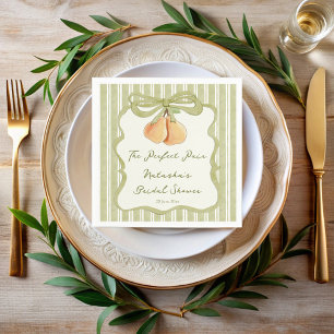 Perfect pair sage green stripe pear bridal shower napkins