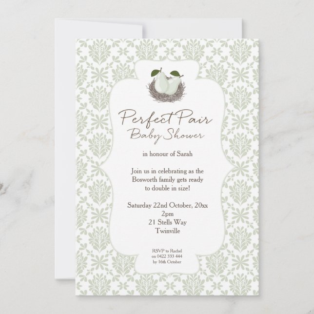 Perfect Pair Twin Baby Shower Invitation (Front)