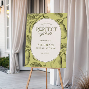 Perfect Pair Vintage Pear Bridal Shower Welcome Foam Board