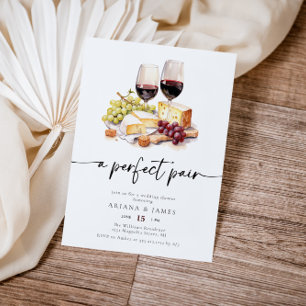 Perfect Pair Watercolor Wine Cheese Wedding Shower Invitation