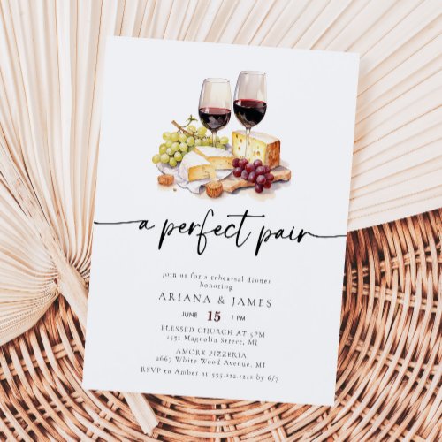 Perfect Pair Wine Cheese Rehearsal Dinner Invitation