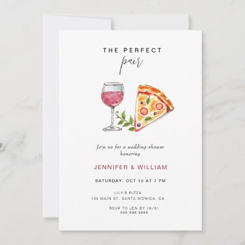 Perfect Pair Wine Pizza Couples Shower Invitation