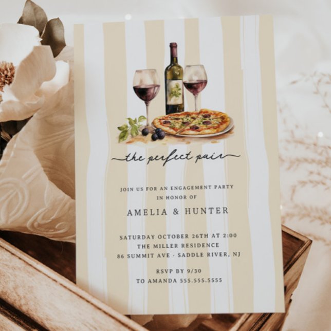 Perfect Pair Wine Pizza Engagement Invitation (Creator Uploaded)