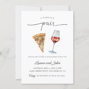 Perfect Pair Wine Pizza Engagement Party Shower Invitation