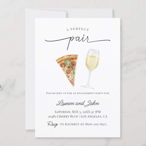 Perfect Pair Wine Pizza Engagement Party Shower Invitation