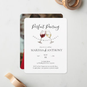 Perfect Pairing Wine Glass Theme Engagement Party Note Card