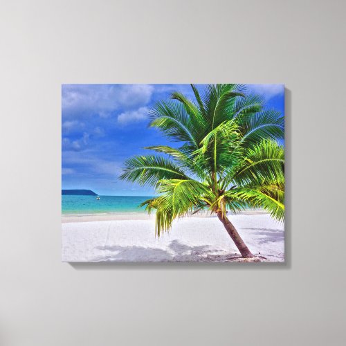 Perfect Palm Tree Tropical Island Beach Canvas Print