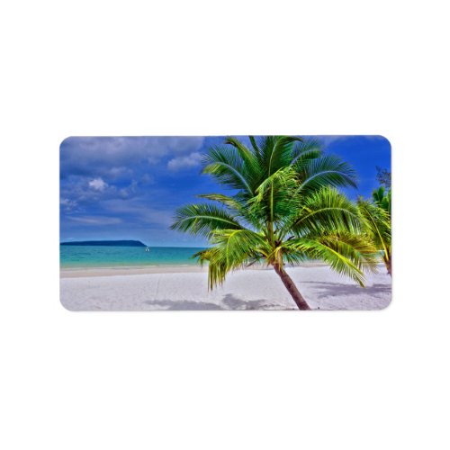 Perfect Palm Tree Tropical Island Beach Label