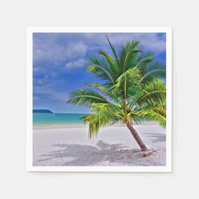Perfect Palm Tree Tropical Island Beach Napkins (Front)