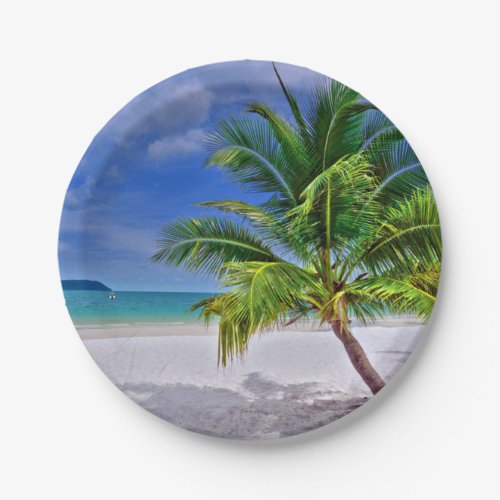 Perfect Palm Tree Tropical Island Beach Paper Plates