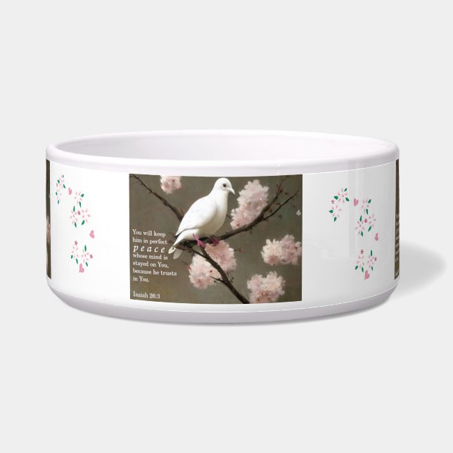 "Perfect Peace Dove" Isaiah 26:3 Ceramic Planter, Bowl (Front)