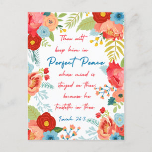 Perfect Peace Floral Design Isaiah 26:3 KJV  Postcard