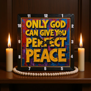 Perfect Peace from God Textured Art Square Wall Clock